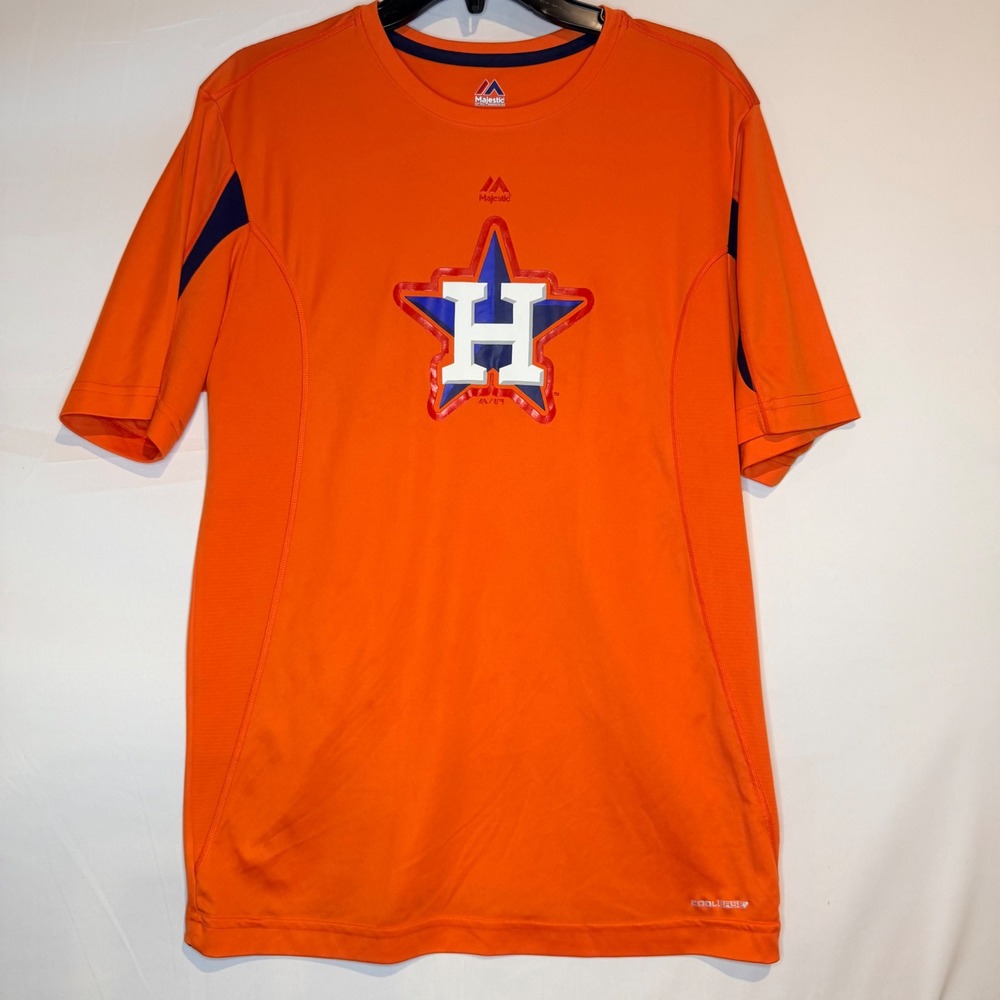 Majestic Houston Astros Cool Base Orange Training Shirt Mens Medium MLB Star